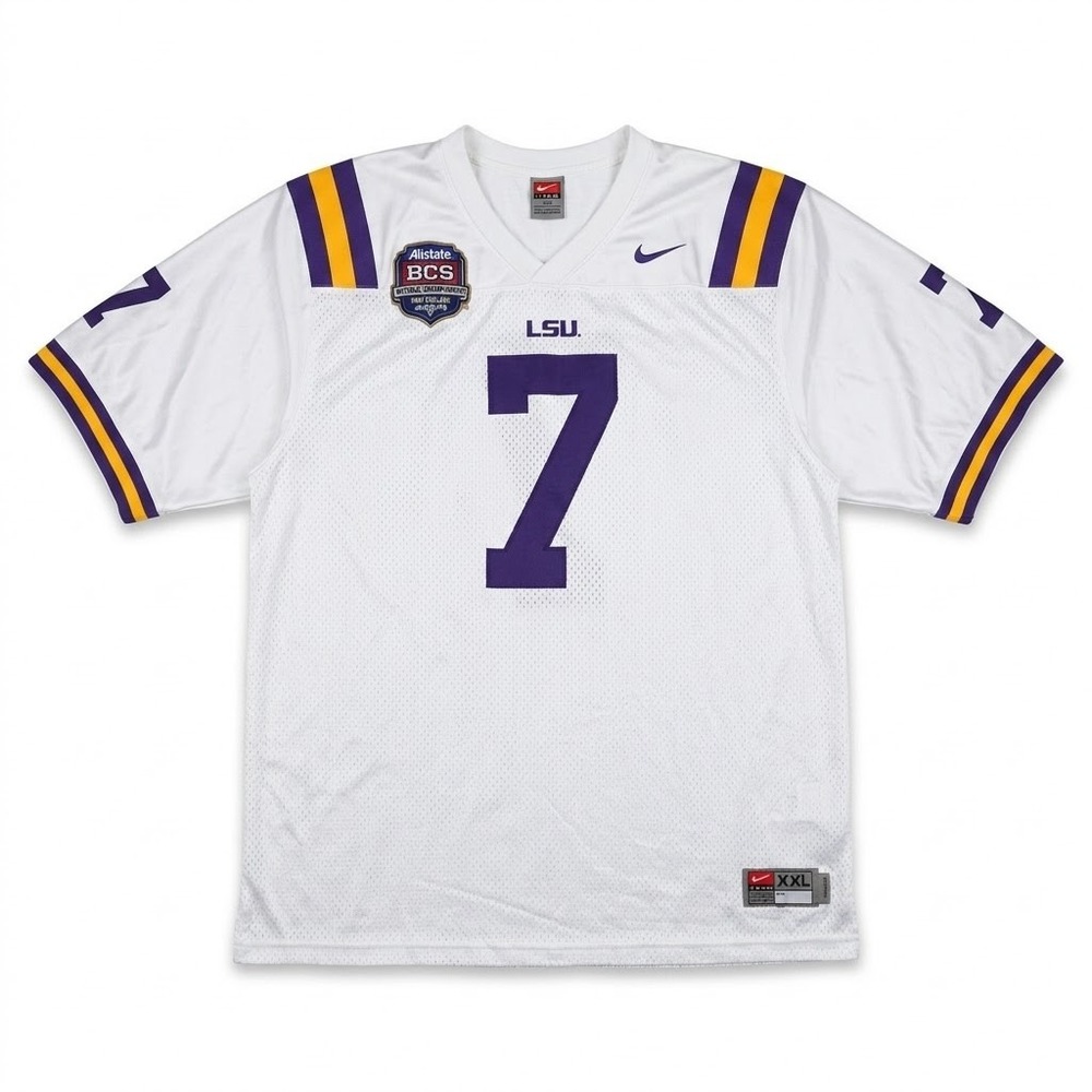 Nike LSU Tigers #7 Football Jersey Mens 2XL Tyrann Mathieu 2012 BCS Patch White